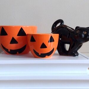 Halloween Bowls ND & Potpourri Holder Black Cat GC Ceramic